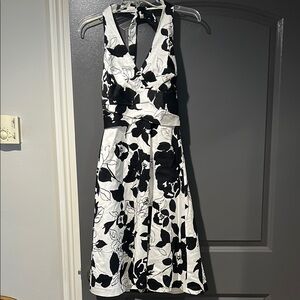 Elegant Black and White Floral Dress. White House Black Market